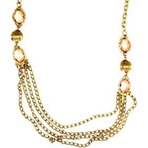 Huge Gold Multi Chain/Lucite Runway Necklace